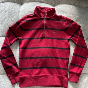 Polo by Ralph Lauren Kids Red and Black Striped Interlock Pullover